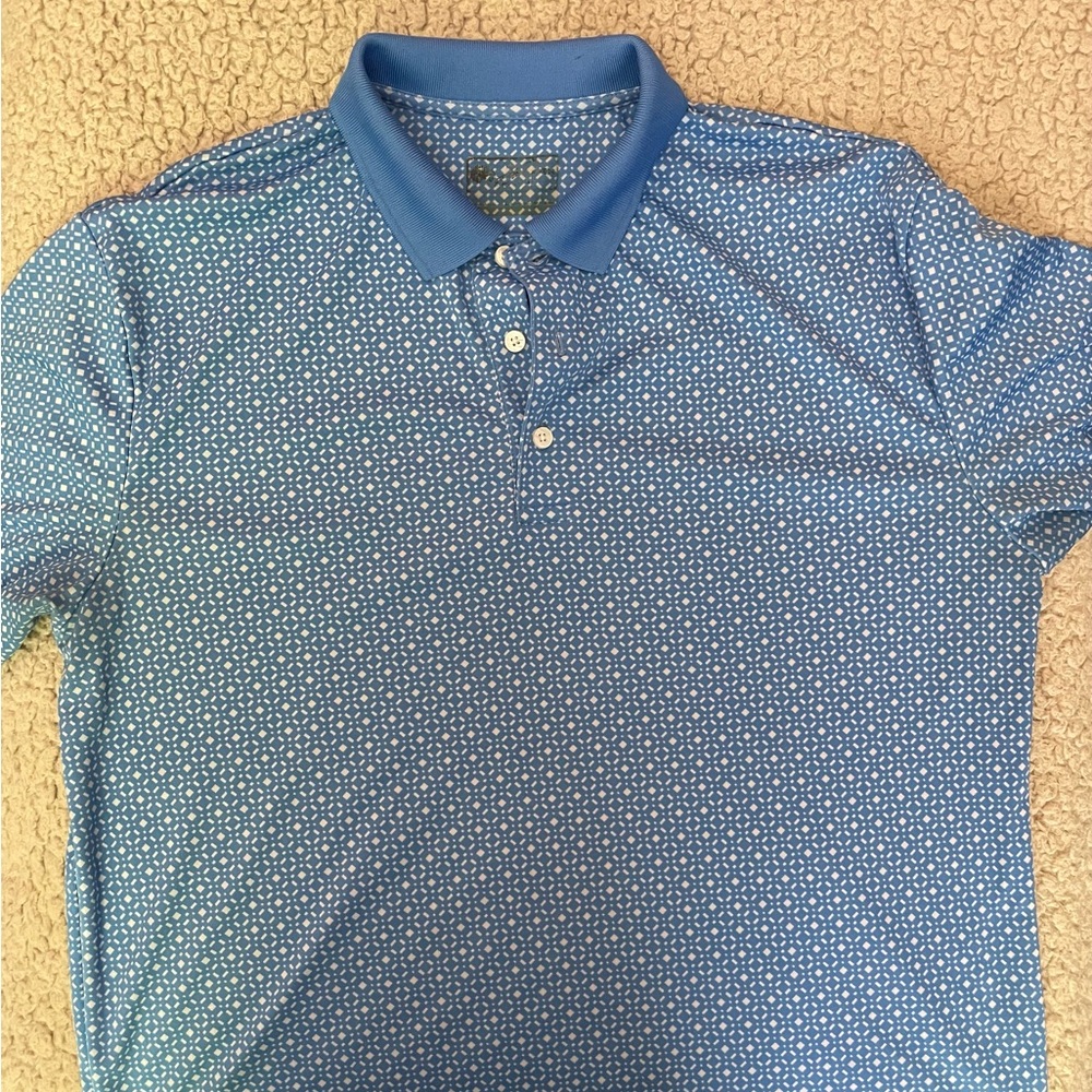 Jack Nicklaus Men's Blue Patterned Polo Golf Shirt